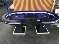Table de poker professionnelle de 96 pouces pour 10 joueurs, table de poker carrée de casino Texas Hold'em avec éclairage LED et position du croupier