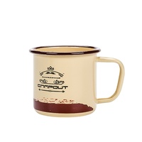 Tasse de camping en métal à bord roulé réutilisable avec logo personnalisé en gros 350 ml avec poignée en émail de 11/12/16oz tasse à utiliser pour feu de camp
