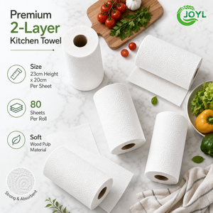Essuie-tout de cuisine personnalisé 2 plis, jetable, écologique, en pâte de bois vierge, absorbant et doux, lavable pour usage domestique - Product Image 2