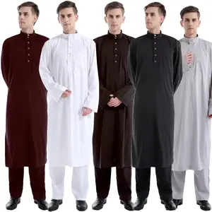 Muslim Islamic Clothing For Men Arabia Islamic Abaya Men's Kaftan Jubba Islam Apparel Men Thobe Set