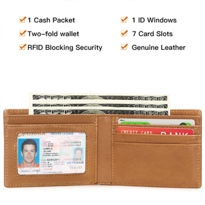 Custom Mens Id Credit Business Slim Card Holder Coin Clip Genuine Leather Moneyclips Money Clips Wallet - Product Image 5