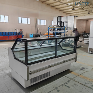 Vitrine Réfrigérée Professionnelle pour Viande <span class=keywords><strong>Halal</strong></span> avec Verre Courbé, Dimensions Personnalisables, Comptoir Réfrigéré pour <span class=keywords><strong>Boucherie</strong></span> Islamique - Product Image 4