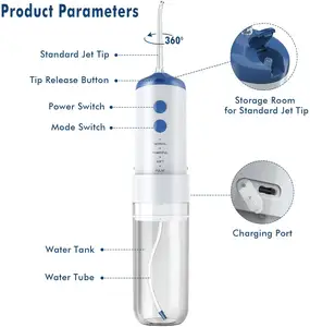 בית שימוש גבוהה לחץ 4 מצבי עבודה עמוק נקי שן רופא שיניים פיק נייד אוראלי מים Jet Flosser עם 3 Jet טיפים