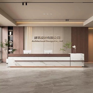 Moderno tavolo da ricevimento in marmo di colore bianco per edifici per uffici mobili di Design di lusso per il mercato alberghiero - Product Image 4