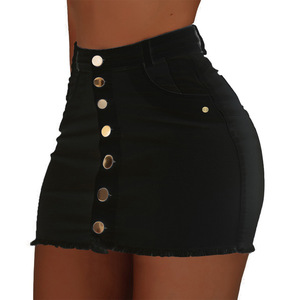 Falda Corta de Mezclilla para Mujer, de Cintura Alta, Color Sólido, Ajustada a la Cadera, Casual y a la Moda, Gran Venta - Product Image 2