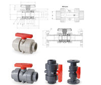 Vanne à boisseau sphérique double union en plastique noir/blanc DN20-DN110, manuelle, pour l'industrie (OEM)