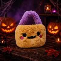 Sac de bonbons en peluche douce et écologique, motif citrouille d'Halloween, idéal pour les enfants, panier cadeau pour fête, vente en gros