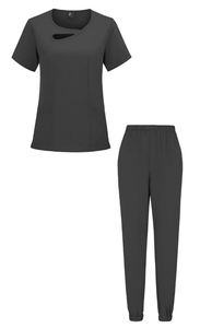 Uniformes de gommage à manches courtes avec fentes latérales Ensembles de gommage tissés féminins pour les cliniques hospitalières et l'usage médical - Product Image 6