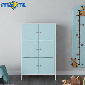 Armadio per Bambini dal <span class=keywords><strong>Design</strong></span> Moderno, Mobile in Acciaio Colorato, Armadietto a 6 Ante per Camera da Letto - Product Image 6