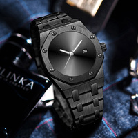 Bracelet en acier inoxydable Mouvement à quartz Date Horloge masculine Mains lumineuses étanches Montre-bracelet d'affaires décontractée pour hommes