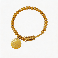 Bracelet de couple en perles rondes couleur or pour femme, style géométrique affirmé, fourniture de bijoux en gros