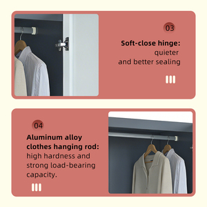EU Standard Metal Wardrobe with Motion Sensor LED <b>Light</b>&USB Charging SEN 14073 Durable Cold Rolled Steel Closet with Hanging Rod - Product Image 5