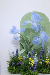 Fleurs artificielles géantes de haute qualité pour la décoration de mariage, fleurs géantes en organza violet et <span class=keywords><strong>bleu</strong></span> <span class=keywords><strong>iris</strong></span>, décoration d'intérieur - Product Image 6