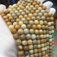 2025 à la mode pierre de chrysanthème naturel corail Jade perles de pierre rondes en vrac perles de jade jaune en brin pour la fabrication de bijoux