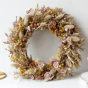 Boho Chic Dried Flower Wreath-Decoração requintada para Home Interiors e Eventos