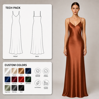 Robe longue en satin marron ambré, col en V, bretelles spaghetti, coupe biais, effet métallisé, pour femme, idéale pour les soirées, vente en gros, directement du fabricant (OEM)