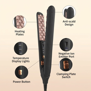 Plancha y Rizador <span class=keywords><strong>de</strong></span> Pelo Profesional <span class=keywords><strong>de</strong></span> Cerámica XBH, 3 Ajustes <span class=keywords><strong>de</strong></span> Temperatura, Pantalla LED, Rizador Eléctrico Portátil para el Hogar - Product Image 2