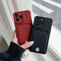 Casing Dompet Ponsel Matte Penuh iPhone 13 Pro Max, Casing Pelindung Belakang Slot Kartu Tahan Guncangan untuk Iphone 13 Mini