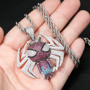 Collar de Cadena de <span class=keywords><strong>Tenis</strong></span> con Colgante de <span class=keywords><strong>Araña</strong></span> de Dibujos Animados y Diamantes de Imitación, Joyería Hip Hop de Moda, Accesorios de Personalidad para <span class=keywords><strong>Hombre</strong></span>, Regalos - Product Image 4