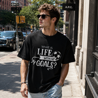 Camiseta Personalizada 100% Algodón con Estampado de Fútbol "¿Qué es la Vida Sin Objetivos?", Camiseta Casual de Cuello Redondo y Manga Corta para Aficionados al Fútbol