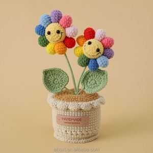 Maceta de Girasol Sonriente Tejida a Crochet, Hecha a Mano, Mini Maceta de Girasol de Ganchillo - Product Image 2