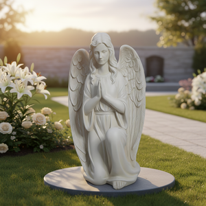 Estatua de Ángel Arrodillado en Oración - Escultura de Resina Blanca Hecha a Mano, Resistente al Agua, para Uso en Interiores/Exteriores, Decoración Personalizada para <span class=keywords><strong>el</strong></span> Hogar y Jardín - Product Image 1