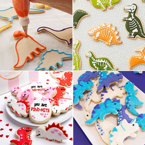 Juego de cortadores de galletas de acero inoxidable con diseño de dinosaurio, molde para galletas y pasteles de acero inoxidable de 7 piezas, molde para pasteles de fondant, repostería - Product Image 3