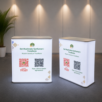 Table pliante entièrement personnalisable en tissu extensible 200g, portable, réutilisable, promotionnelle, avec éclairage LED intégré, pour comptoir d'exposition
