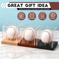Vitrine en bois pour balle de baseball, boîte en acrylique transparente avec protection UV à 93,8 %, support transparent pour balle de baseball avec base en bois