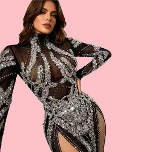 सेसिन राइनस्टोन नाइट क्लब पार्टी के माध्यम से सेक्सी ब्लैक देखने के माध्यम से सेक्सी ब्लैक देखना - Product Image 1