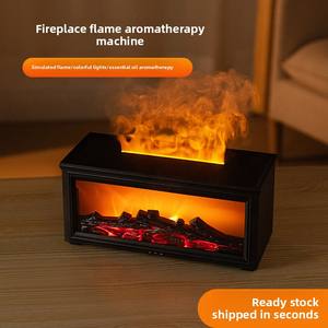 Humidificateur <span class=keywords><strong>de</strong></span> bureau à flamme, lumière d'ambiance, cheminée au charbon <span class=keywords><strong>de</strong></span> bois, diffuseur d'arômes pour la maison, huile essentielle, machine pour la Saint-Valentin - Product Image 1