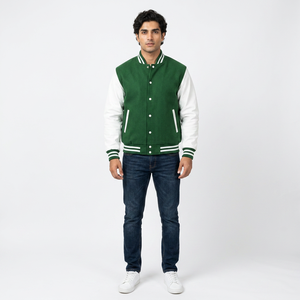 College Casual Stand Collar <b>Men</b> Outdoor Sports Varsity <b>Jacket</b> Solid Lettermen Embroidered Front Logo Breathable Winter <b>Jacket</b> - Product Image 1