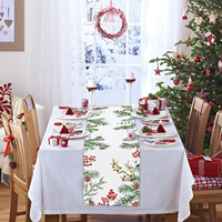 Chemin de table de Noël en aiguilles de pin, baies rouges et cônes de pin, 13x72 et 13x90 pouces, décoration de table de fête pour la maison