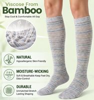 Chaussettes de compression graduée en viscose de bambou, hauteur genou, avec bande large et bout sans couture, pour infirmières, voyage, course et bureau