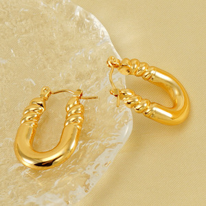 Zogxin Gold Plated Hoop Earrings Geometric Shape Unisex Everyday Wear - Product Image 4