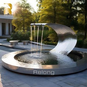 Fontaine cascade moderne en acier inoxydable RELONG, sculpture d'art métallique, design personnalisé pour parc et jardin extérieur - Product Image 6
