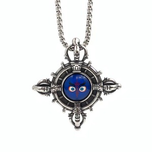 Pendentif unisexe en acier titane Vajra God Eye, serti clos, forme visage, cadeau 216056 - Product Image 4