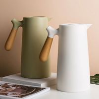 Bouilloire Thermos de Style Nordique Simple 1L avec Doublure en Verre Isolant à Double Paroi pour Eau Chaude, Thé et Café
