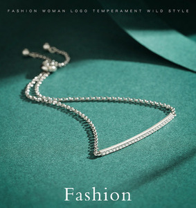 S925 Silver Minimalist Chain Bracelet With <b>Love</b> Gift Sparkling Bar Detail Everyday Wear Unisex Jewelry - Product Image 5