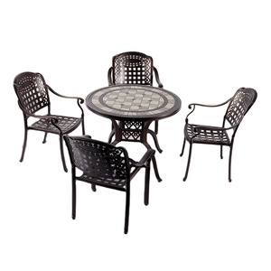 Juego de sillas redondas de aluminio fundido para jardín al aire libre, muebles de patio trasero de secado rápido - Product Image 2