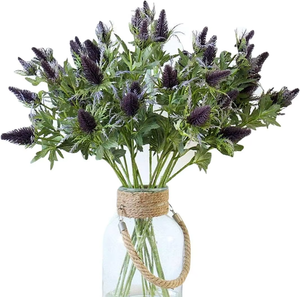 Fleurs artificielles GM pour la décoration de la maison Mariage Holly de mer simulé (Eryngium Foetidum) Chardon de Noël Spray Eryngo Fake Sea - Product Image 1