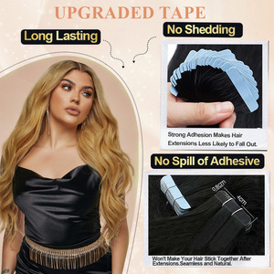 Extensions de <span class=keywords><strong>cheveux</strong></span> 100 % naturels à bandes adhésives, <span class=keywords><strong>cheveux</strong></span> vietnamiens vierges, trame invisible, noir naturel, qualité professionnelle - Product Image 2