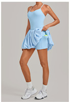 Robe de sport deux pièces anti-exposition moulante coupe trapèze pour l'automne, taille haute, respirante, plissée, moelleuse, pour le fitness, le yoga et le tennis