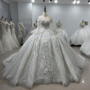 Robe de bal exquise et modeste pour femmes, robes de mariée élégantes, robes de mariée à perles, manches longues, robe de princesse Vestido De Noivas Xs111 - Product Image 2