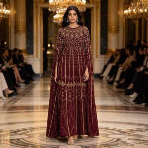 Abaya di Lusso con Ricami in Strass, Vestito da Sera Islamico Modesto e Comodo per Donne Musulmane, Ideale per Eid e Matrimoni - Product Image 2