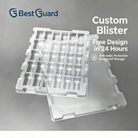 Barquettes d'emballage antistatiques en PET recyclable et écologique pour composants électroniques, avec couvercle de type clamshell