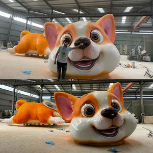 Escultura <span class=keywords><strong>de</strong></span> perro <span class=keywords><strong>de</strong></span> dibujos animados naranja gigante moderna con diseño <span class=keywords><strong>de</strong></span> pata blanca y cara sonriente <span class=keywords><strong>de</strong></span> ojos grandes para ferias comerciales y espacios minoristas - Product Image 1