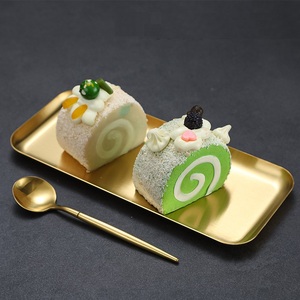Plateau à dessert coréen pour viande grillée, plat doré de forme ovale, carrée ou rectangulaire, assiette créative pour desserts et collations - Product Image 3