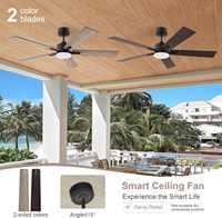 Ventilateur de plafond intelligent 2-en-1 avec éclairage LED, commande vocale via l'application Tuya, Wi-Fi, pales en métal, faible niveau sonore, classe d'efficacité énergétique 5
