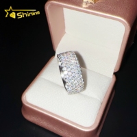 Bague de mariage en moissanite pour homme en argent sterling 925 5 rangées de bagues de fiançailles en diamant de laboratoire de 2mm avec certificat GRA
